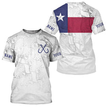 Load image into Gallery viewer, Personalized Camo Texas Flag Long Sleeve Tournament Fishing Shirts, Texas Fishing Jerseys IPHW5074