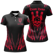 Load image into Gallery viewer, Custom Bowling Shirts For Women, Skull Bowling Team Shirts Bowling Pin | Red IPHW5837