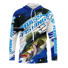 Load image into Gallery viewer, Custom Largemouth Bass Fishing Jerseys, Bass Long Sleeve Tournament Fishing Shirts | Blue Camo IPHW5993