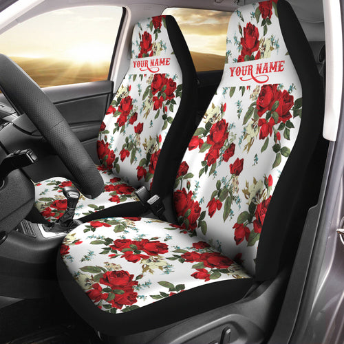 Red burgandy rose flower Custom Car Seat covers, personalized Women Car Accessories unique gifts - IPHW1012