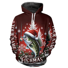 Load image into Gallery viewer, Personalized Bass Christmas Fishing Shirts Merry Fishmas Fishing Gifts For Men, Women And Kids IPHW5551