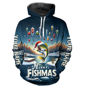 Personalized Largemouth Bass Funny Christmas Fishing Shirts Merry Fishmas Fishing Gifts IPHW5554