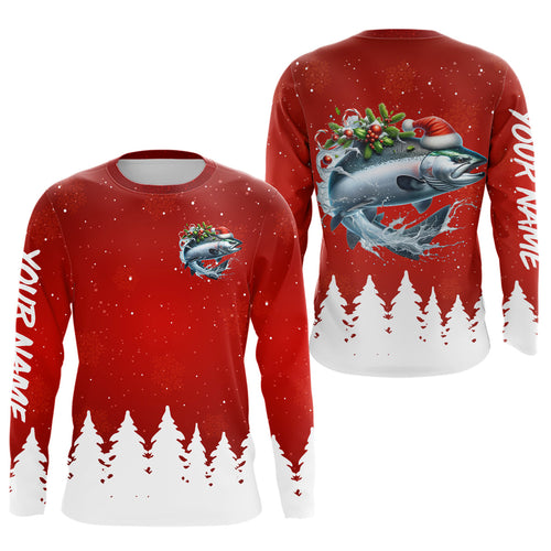 Chinook Salmon Fishing Custom Christmas Fishing Shirts, Xmas Fishing Gifts For Men, Women And Kids IPHW5574