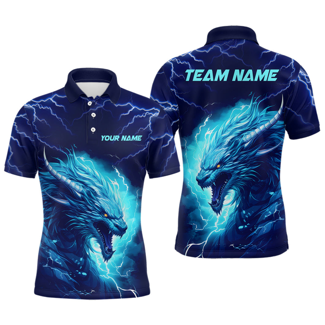 Blue Lightning Thunder Custom Dragon Bowling Team Shirts Men Bowling League Jerseys Bowler Outfit IPHW5293