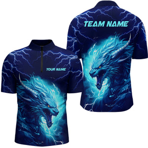 Blue Lightning Thunder Custom Dragon Bowling Team Shirts Men Bowling League Jerseys Bowler Outfit IPHW5293