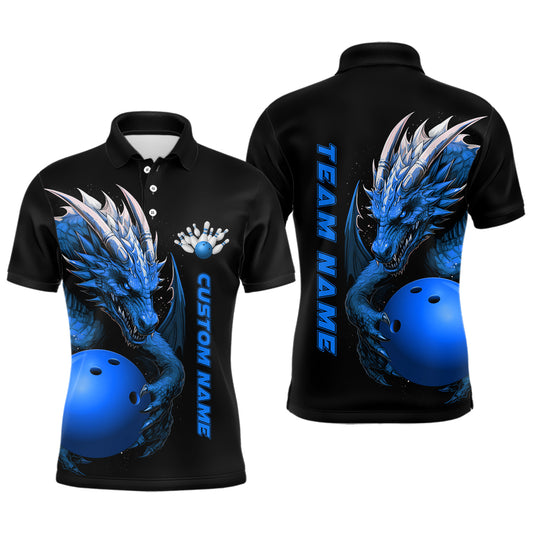 Custom Blue Dragon Men Bowling Polo Shirts Team Bowling Jerseys Bowling Apparel For Bowler IPHW5294