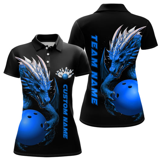 Custom Blue Dragon Women Bowling Polo Shirts Team Bowling Jerseys Bowling Apparel For Bowler IPHW5294
