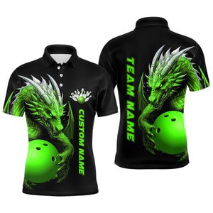 Custom Green Dragon Men Bowling Polo Shirts Team Bowling Jerseys Bowling Apparel For Bowler IPHW5295