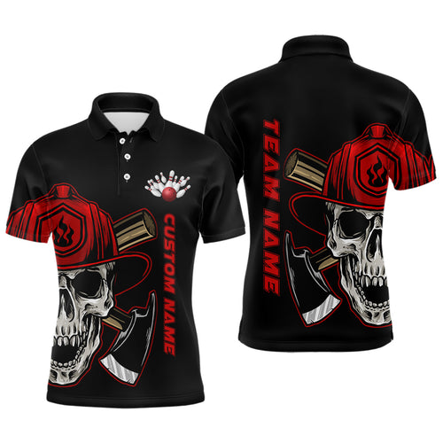 Firefighter Skull Custom Men Bowling Polo Shirts Firefighter Bowling Team Jerseys Bowler Outfits IPHW5335