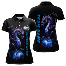 Load image into Gallery viewer, Personalized Blue Dragon Bowling Team Jerseys Women Polo Shirts Bowling League Shirts IPHW5353