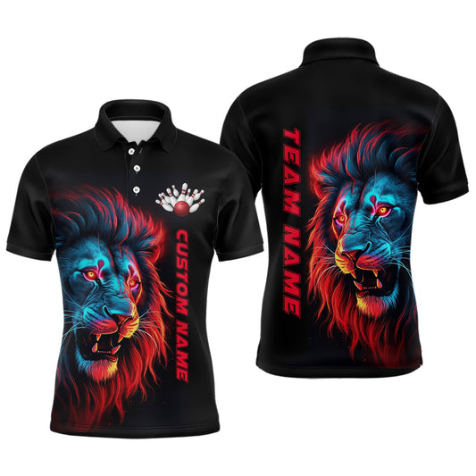 Colorful Lion Bowling Men Polo Shirts Custom Bowling Team Jerseys Bowling League Shirts IPHW5356