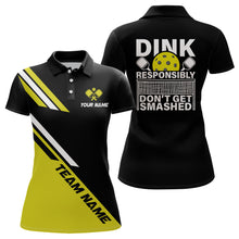 Load image into Gallery viewer, Funy Dink Responsibly Custom Women&#39;s Pickleball Polo Shirts Pickleball Tournament Shirts |Yellow IPHW5528