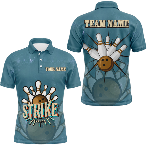 Custom Strike Bowling Men Polo Shirts Vintage Bowling Team Jerseys Retro Bowlers Outfits IPHW5391