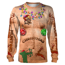 Load image into Gallery viewer, Hairy chest ugly Christmas Deer Hunting Customize Name 3D All Over Printed Shirts Personalized Hunting gift For Adult And Kid NQS958