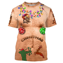 Load image into Gallery viewer, Hairy chest ugly Christmas Deer Hunting Customize Name 3D All Over Printed Shirts Personalized Hunting gift For Adult And Kid NQS958