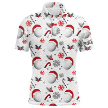 Load image into Gallery viewer, Funny Christmas golf ball pattern shirts custom mens christmas golf shirt, Xmas golf tops for men NQS6820