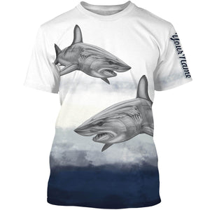 Shark Fishing Customize Name 3D All Over Printed Shirts For Adult And Kid Personalized Fishing Gift NQS260