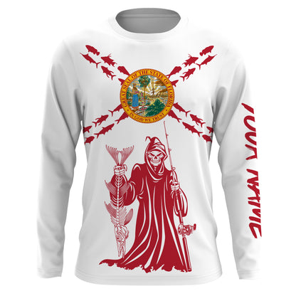 Fishing Fish reaper Custom Florida Flag Fishing Shirts, Florida Long Sleeve performance Fishing Shirts Fishing gifts - NQS2795