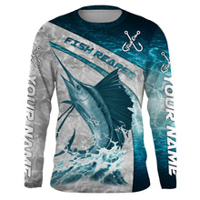 Load image into Gallery viewer, Personalized Sailfish Fishing jerseys blue water sea camo, Long Sleeve Fishing tournament shirts NQS3722