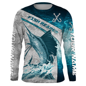 Personalized Sailfish Fishing jerseys blue water sea camo, Long Sleeve Fishing tournament shirts NQS3722