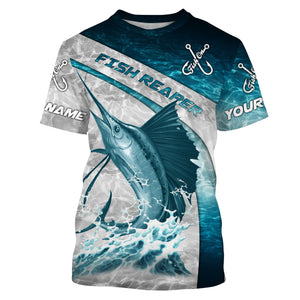 Personalized Sailfish Fishing jerseys blue water sea camo, Long Sleeve Fishing tournament shirts NQS3722