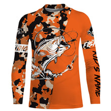 Load image into Gallery viewer, Custom Name bass fishing tattoos Camouflage Orange shirt Performance Fishing Shirt, Bass Fishing Jerseys NQS2479