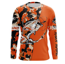 Load image into Gallery viewer, Custom Name bass fishing tattoos Camouflage Orange shirt Performance Fishing Shirt, Bass Fishing Jerseys NQS2479
