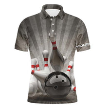 Load image into Gallery viewer, Personalized vintage bowling shirts custom name black Men Bowling Polo Shirt Bowling Ball and Pins NQS4515