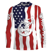 Load image into Gallery viewer, US American Fishing Hunting Flag deer duck Fish hook Custom sun protection fishing shirts for adult, kid NQS3453