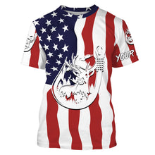 Load image into Gallery viewer, US American Fishing Hunting Flag deer duck Fish hook Custom sun protection fishing shirts for adult, kid NQS3453