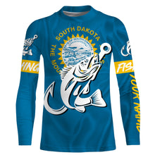 Load image into Gallery viewer, SD South Dakota Walleye fishing flag fish hook Custom sun protection fishing shirts for men, women kid NQS3584