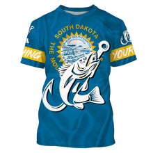 Load image into Gallery viewer, SD South Dakota Walleye fishing flag fish hook Custom sun protection fishing shirts for men, women kid NQS3584