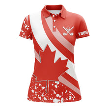 Load image into Gallery viewer, Womens golf polo shirts Red Canada flag maple leaf custom team golf shirts, Canadian patriot golf tops NQS7160