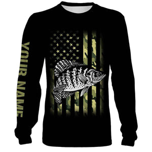 Crappie Fishing American Flag patriotic Black Camo Custom Name 3D All Over Printed Shirts NQS341