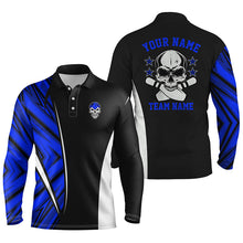 Load image into Gallery viewer, Black and blue camo Custom camo Bowling polo Shirts For Men, team skull Bowling Jerseys NQS6368