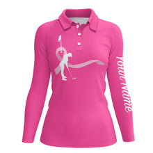 Load image into Gallery viewer, Breast Cancer Awareness golf shirts custom team Women golf polo shirt, pink ribbon golf shirts NQS6371