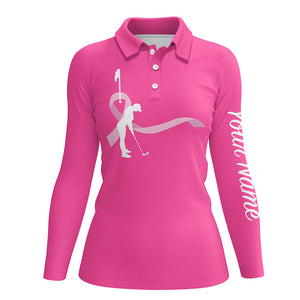 Breast Cancer Awareness golf shirts custom team Women golf polo shirt, pink ribbon golf shirts NQS6371