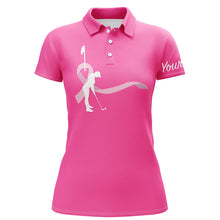 Load image into Gallery viewer, Breast Cancer Awareness golf shirts custom team Women golf polo shirt, pink ribbon golf shirts NQS6371