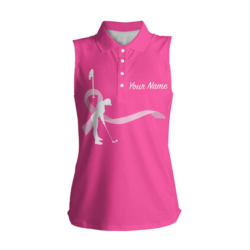 Breast Cancer Awareness  golf shirts custom Women sleeveless polo shirt, pink ribbon golf shirts NQS6371