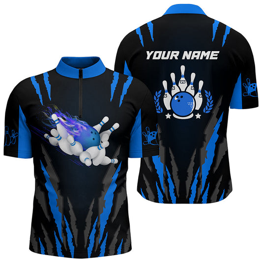 Custom bowling shirt for men – personalized team jersey front view