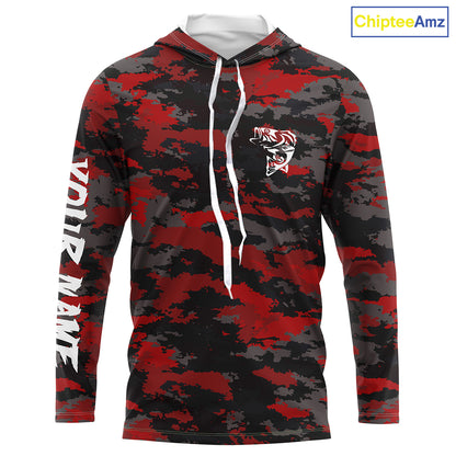 Bass fishing Red camouflage Custom fishing Shirts jersey - Custom camo fishing apparel NQS3212