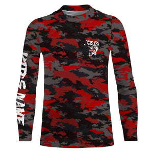 Bass fishing Red camouflage Custom fishing Shirts jersey - Custom camo fishing apparel NQS3212