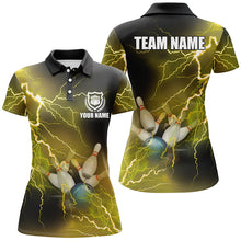 Load image into Gallery viewer, Women bowling polo shirts Custom yellow lightning thunder Bowling Team Jersey, gift for team Bowlers NQS6378