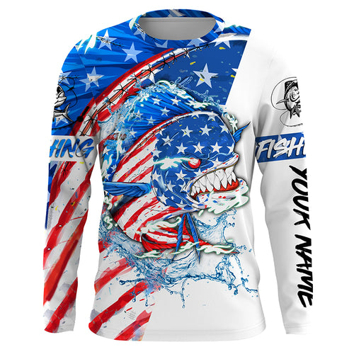 Angry Mahi-mahi fishing American flag Custom sun protection Long sleeve Fishing Shirts, Fishing Gift NQS4552