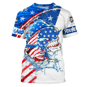 Angry Mahi-mahi fishing American flag Custom sun protection Long sleeve Fishing Shirts, Fishing Gift NQS4552