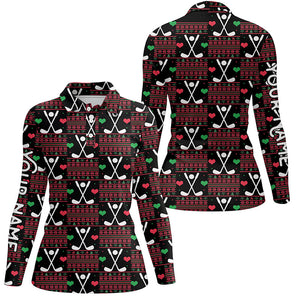 Women golf polo shirts custom Christmas pattern shirts for ladies, personalized Christmas golf gifts NQS6603