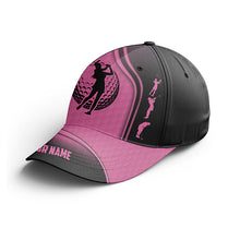 Load image into Gallery viewer, Women Golfer hat custom name black and pink golf hats Unisex Baseball women golf hats, golfing gift NQS6607