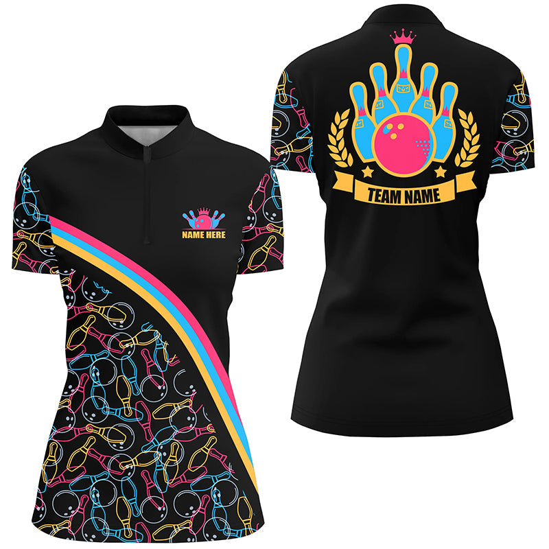 Custom bowling shirt for women – personalized team jersey front view