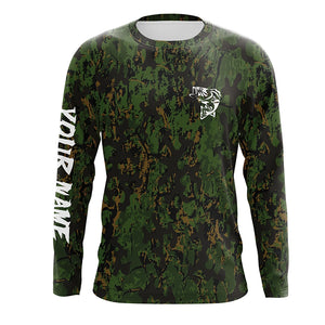 Bass fishing green camouflage Custom fishing Shirts jersey - Custom camo fishing apparel NQS4933