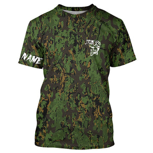 Bass fishing green camouflage Custom fishing Shirts jersey - Custom camo fishing apparel NQS4933